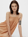 .OBJECT Maxi abito largo a fantasia arancione con spacchi .OBJECT Rafia
