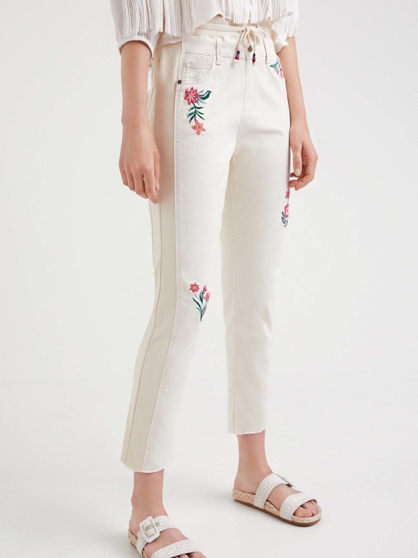 Desigual Crema Pantaloni floreali da donna Desigual Lita
