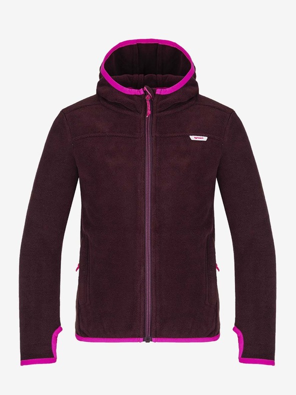 Loap Felpa LOAP Qwaro con cappuccio e zip rosa e viola da bambina