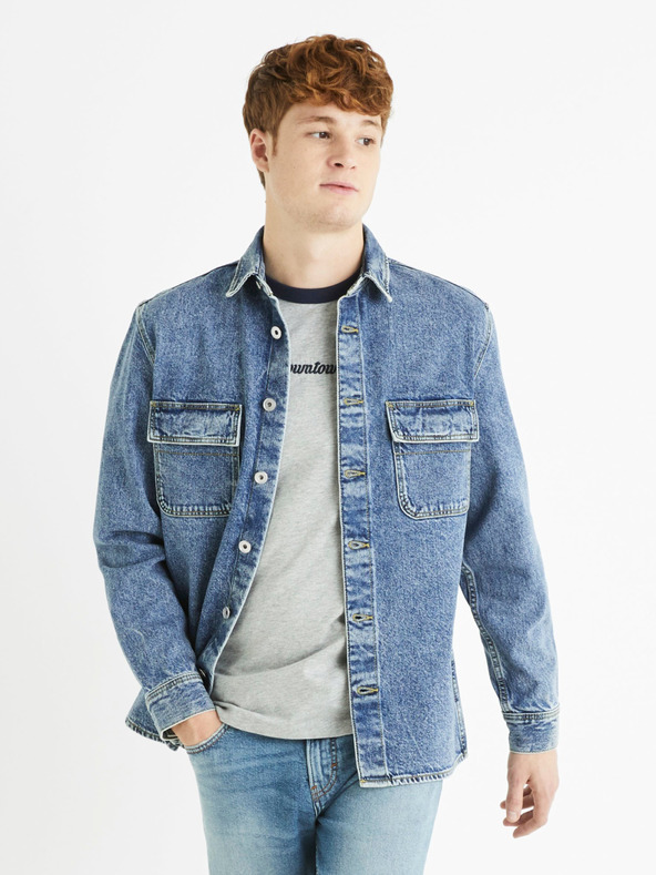 Celio Camicia di jeans blu da uomo Celio Battery