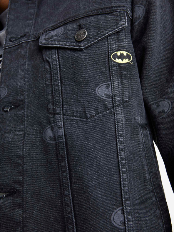 Celio Giacca denim nera da uomo con pelliccia sintetica Celio Batman