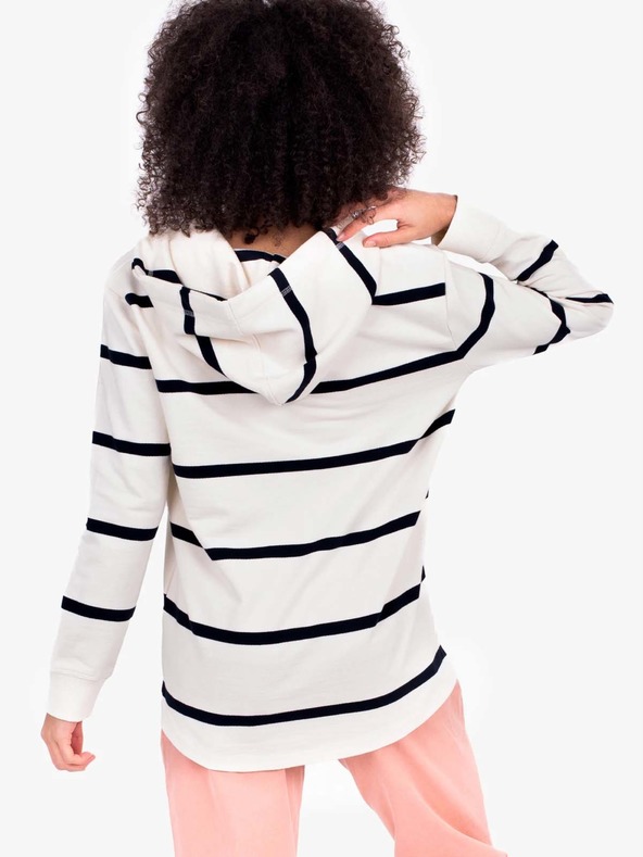 Brakeburn Felpa con cappuccio a righe bianche e blu da donna Brakeburn