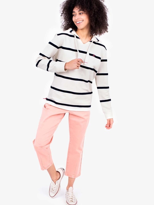 Brakeburn Felpa con cappuccio a righe bianche e blu da donna Brakeburn