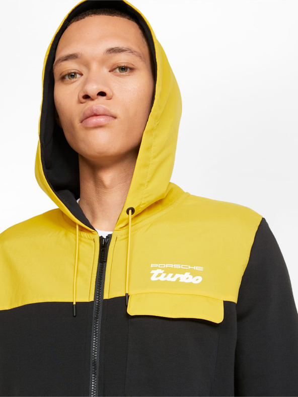 Puma Felpa sportiva con cappuccio gialla e nera da uomo Puma