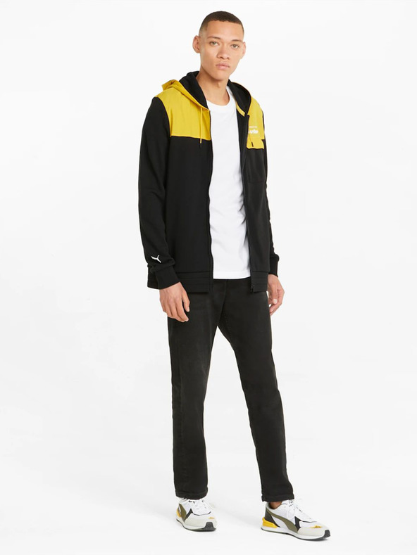Puma Felpa sportiva con cappuccio gialla e nera da uomo Puma
