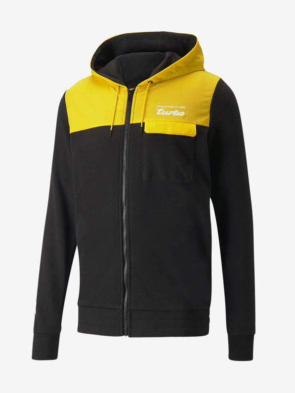 Puma Felpa sportiva con cappuccio gialla e nera da uomo Puma