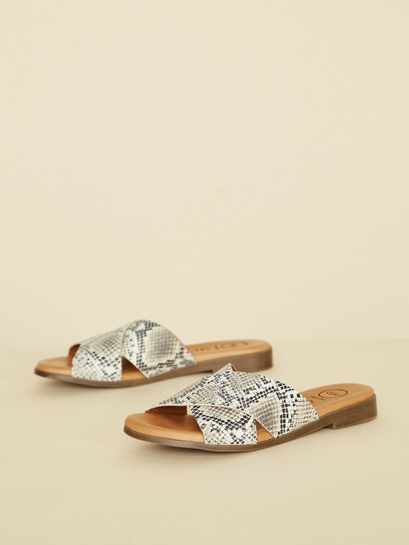 Ojju Pantofole in pelle grigia con motivo a serpente OJJU