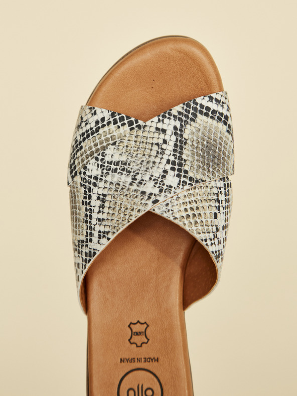 Ojju Pantofole in pelle grigia con motivo a serpente OJJU