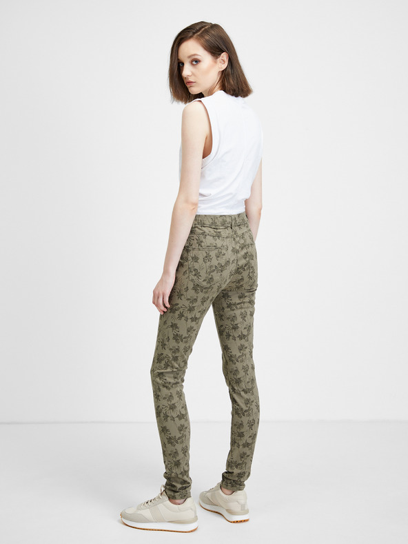 CAMAIEU Pantaloni slim fit a fantasia color cachi CAMAIEU