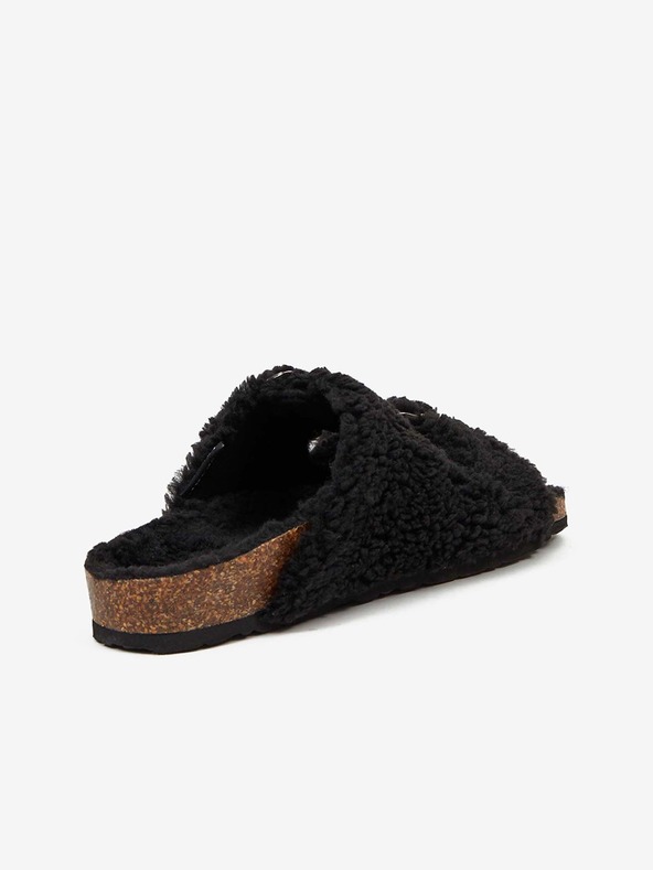 Replay Pantofole nere da donna in pelliccia sintetica Replay