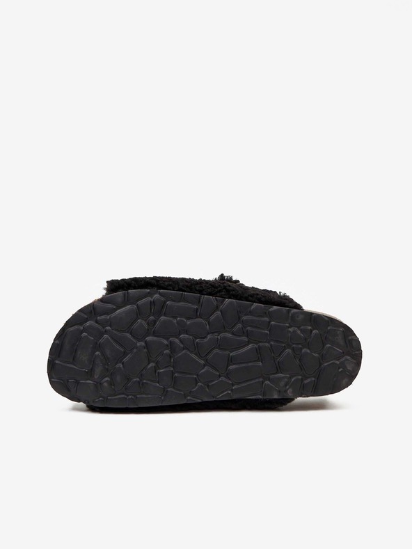 Replay Pantofole nere da donna in pelliccia sintetica Replay