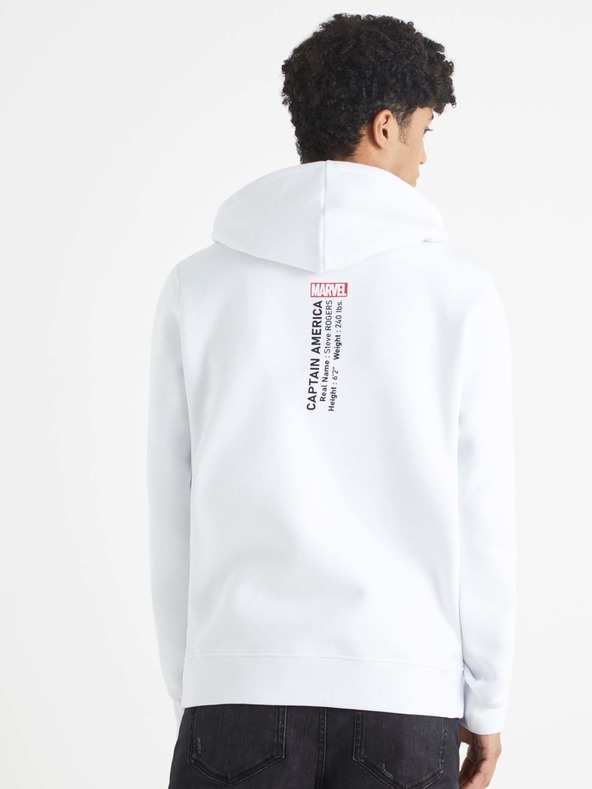 Celio Felpa con cappuccio Celio Captain America stampata bianca da uomo