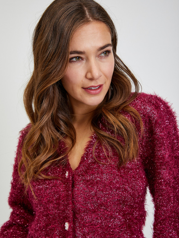 Orsay Cardigan da donna ORSAY bordeaux con fibre metalliche