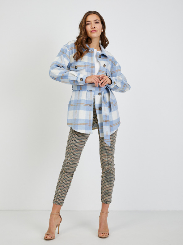 Orsay Giacca camicia a quadri da donna ORSAY bianca e blu con cravatta