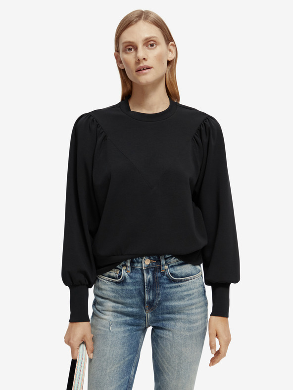 Scotch & Soda Felpa nera da donna con maniche a palloncino Scotch & Soda