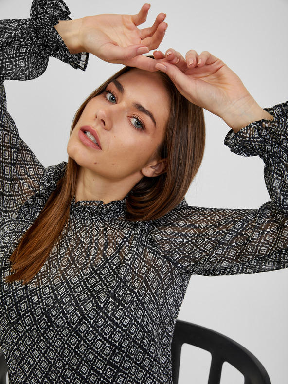 Orsay Camicetta fantasia donna nera ORSAY