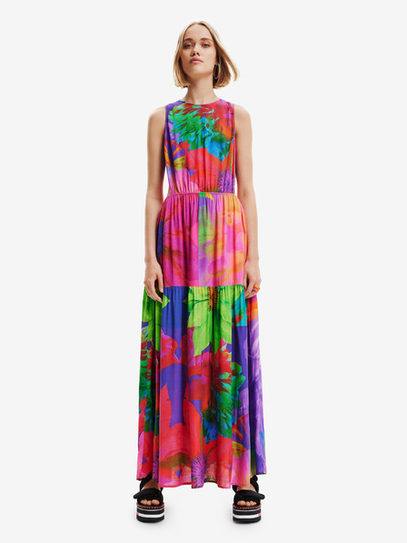 Desigual Maxi abito da donna a fantasia viola e rosa con ritagli Desigual Sandall