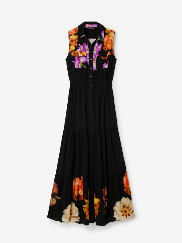 Desigual Desigual Suiza-Lacroix Maxi abito da donna nero con camicia floreale