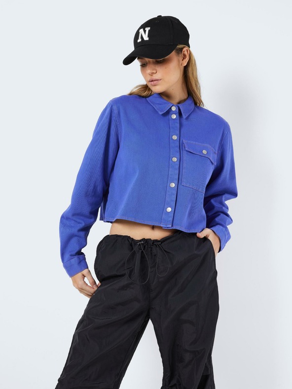 Noisy May Camicia cropped in denim blu da donna Noisy May Maddy