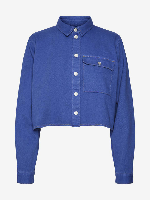 Noisy May Camicia cropped in denim blu da donna Noisy May Maddy