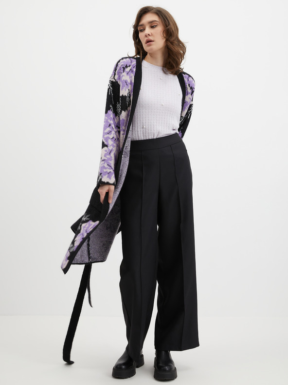 Orsay Cardigan da donna nero e viola a fiori ORSAY