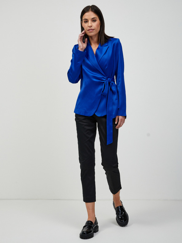 Orsay Giacca di raso blu scuro con cravatta ORSAY