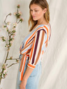 Orsay Blue-orange striped wrap blouse with three-quarter sleeve ORSAY