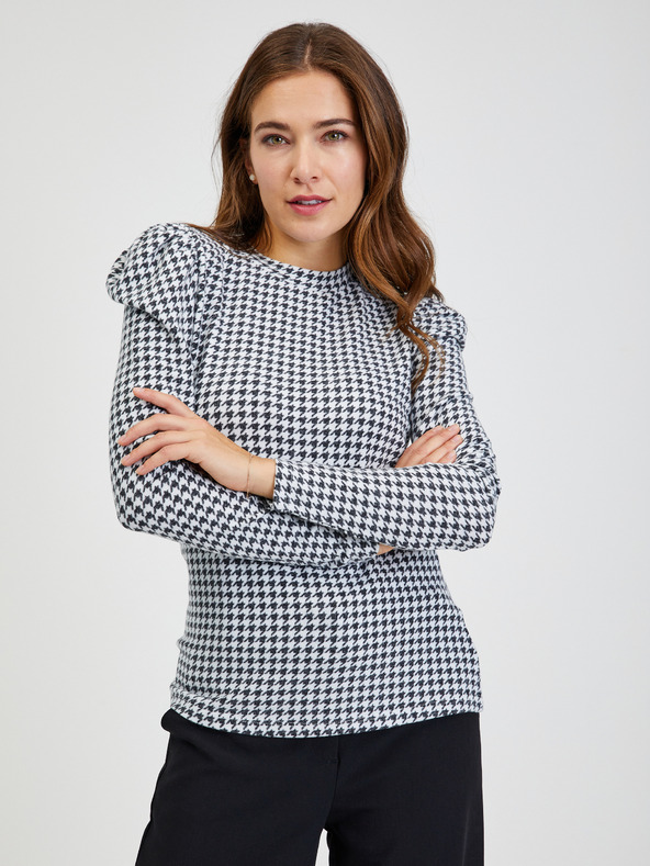 Orsay Maglietta da donna nera e bianca a fantasia ORSAY