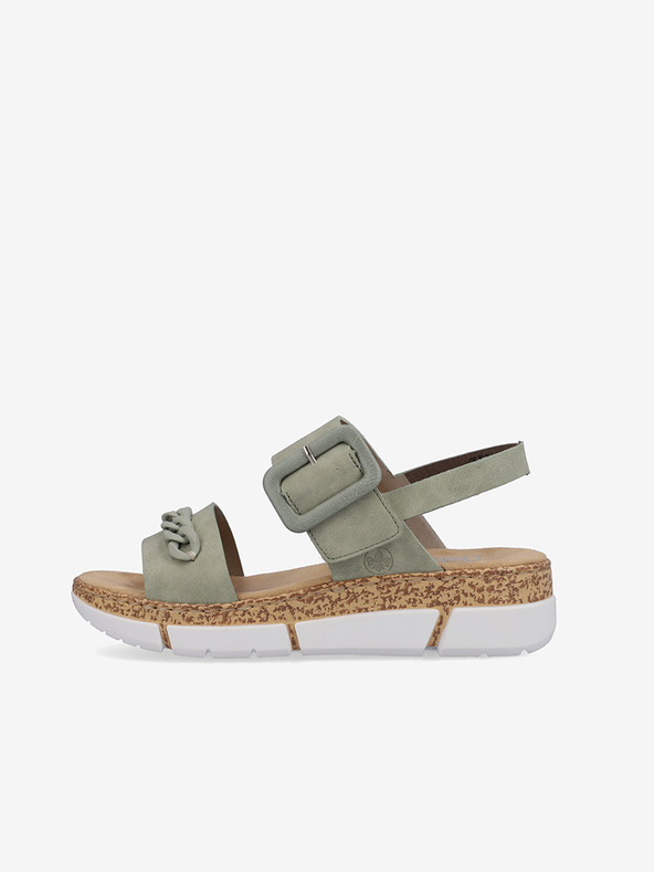 Rieker Sandali con zeppa da donna color kaki Rieker