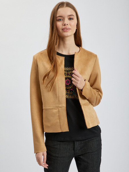 Orsay Giacca marrone chiaro da donna in pelle scamosciata ORSAY