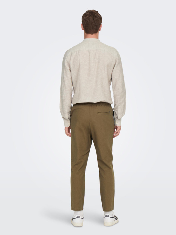 ONLY & SONS Pantaloni marroni da uomo in misto lino ONLY & SONS Linus