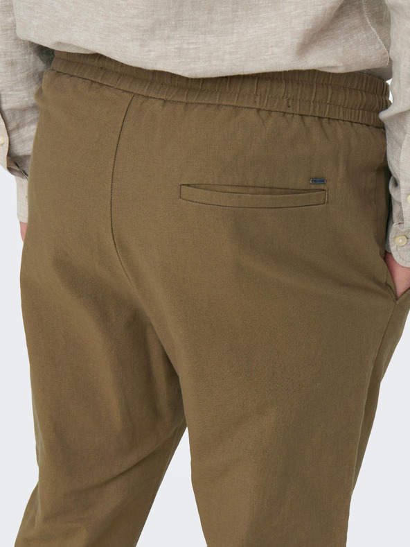 ONLY & SONS Pantaloni marroni da uomo in misto lino ONLY & SONS Linus