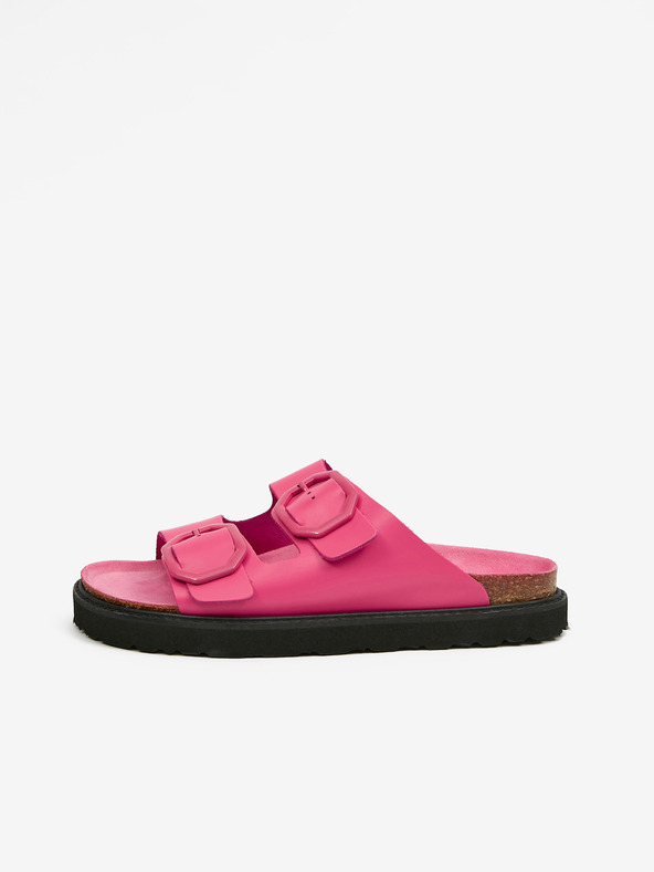 Ojju Pantofole da donna rosa con plateau in pelle OJJU