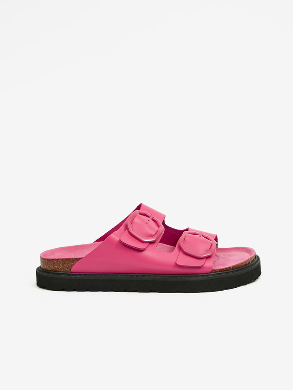 Ojju Pantofole da donna rosa con plateau in pelle OJJU