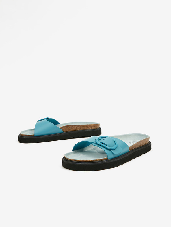 Ojju Ciabatte da donna turchesi in pelle OJJU