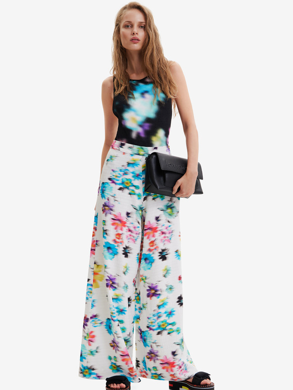Desigual Pantaloni floreali Desigual Daniela bianchi da donna