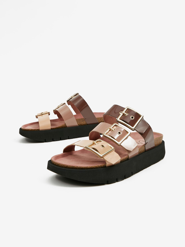 Ojju Pantofole con plateau viola e beige da donna OJJU