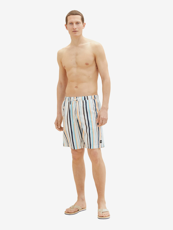 Tom Tailor Costume da bagno a righe arancione e blu da uomo Tom Tailor