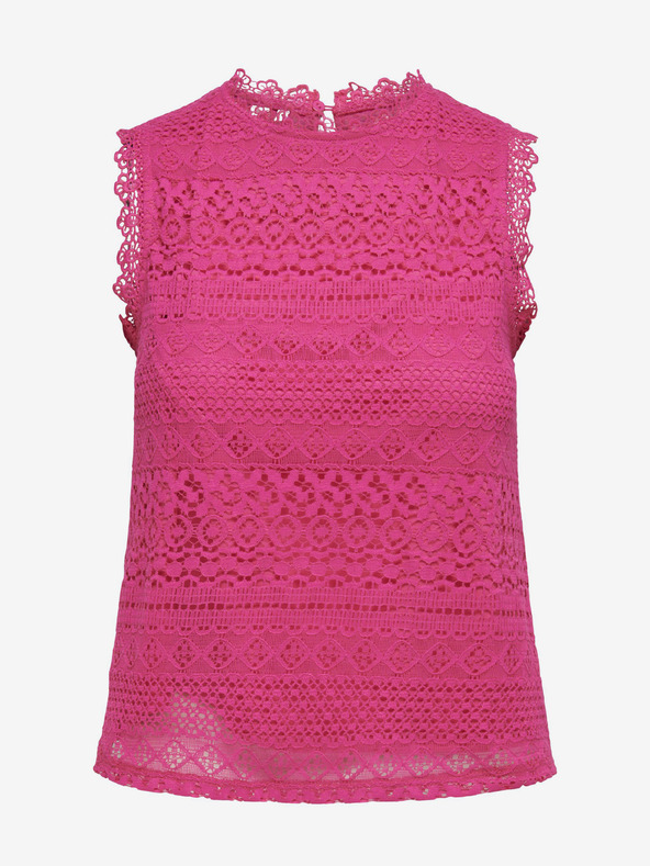 ONLY Top da donna rosa scuro con pizzo ONLY Evie