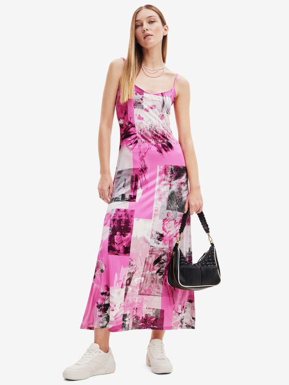Desigual Maxi abito fantasia Desigual Cretona Rosa Donna