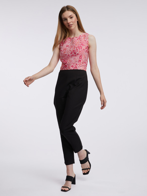 Orsay Tuta floreale rosa e nera da donna ORSAY