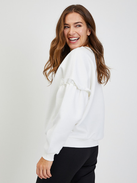 Orsay Felpa donna bianca oversize con maniche a palloncino ORSAY
