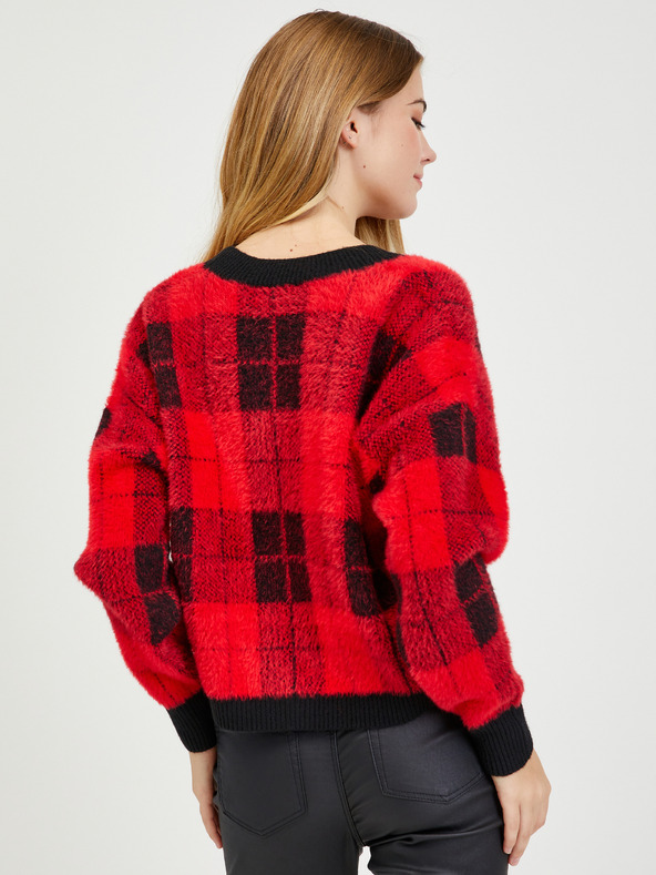 Orsay Cardigan donna nero e rosso a quadri ORSAY