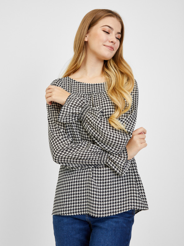 Orsay Camicetta da donna a fantasia bianca e nera ORSAY