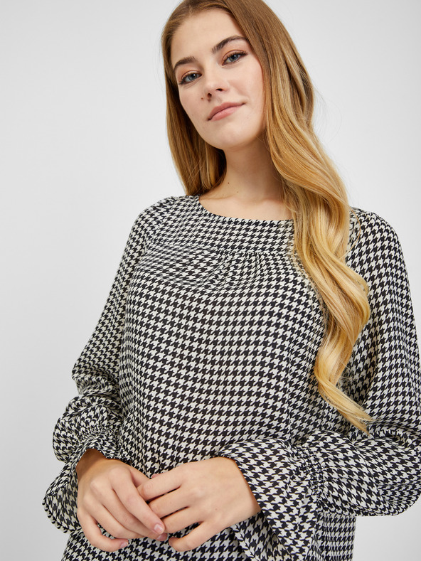 Orsay Camicetta da donna a fantasia bianca e nera ORSAY