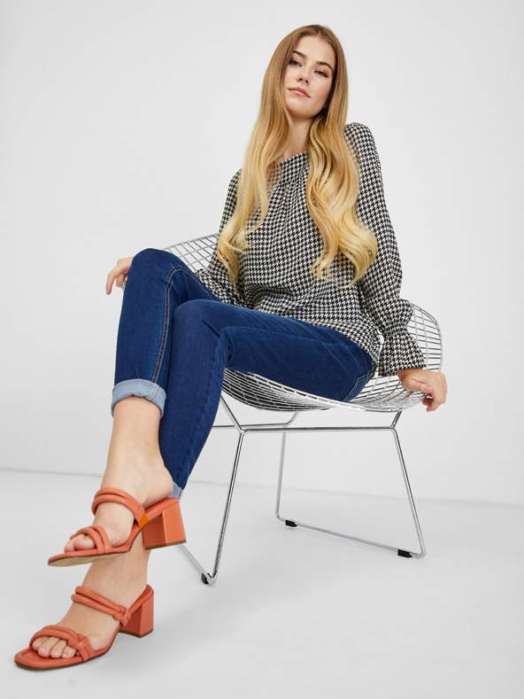 Orsay Camicetta da donna a fantasia bianca e nera ORSAY