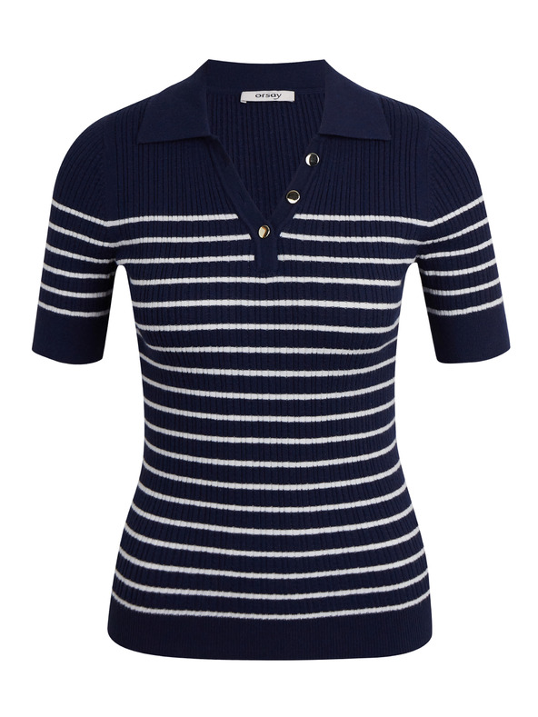 Orsay Polo donna blu scuro a righe ORSAY