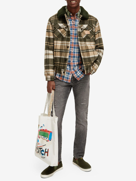 Scotch & Soda Giacca camicia in misto lana verde e beige da uomo Scotch & Soda Teddy