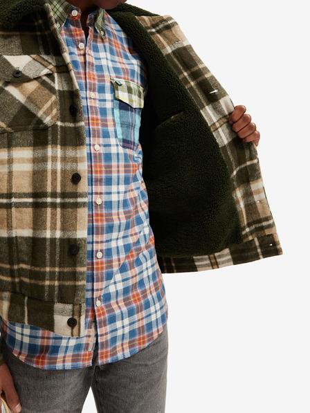 Scotch & Soda Giacca camicia in misto lana verde e beige da uomo Scotch & Soda Teddy