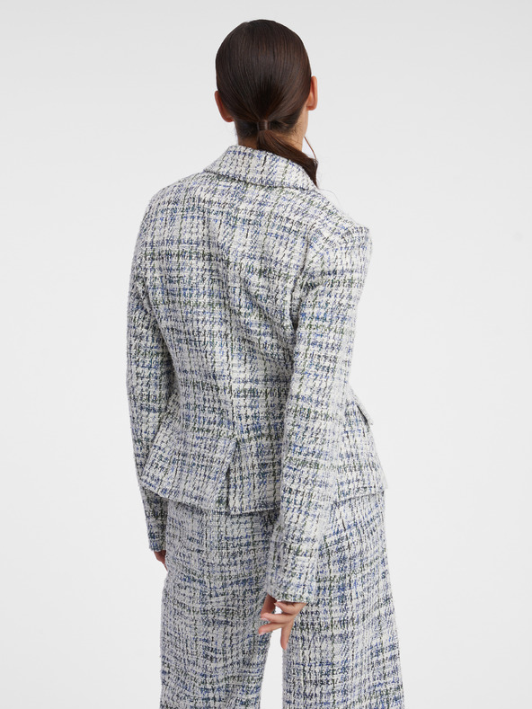 Orsay Blazer doppiopetto in tweed blu e cremisi da donna ORSAY